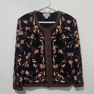 Vintage Laurence Kazar jacket, 100% silk, 1980s Size 2x